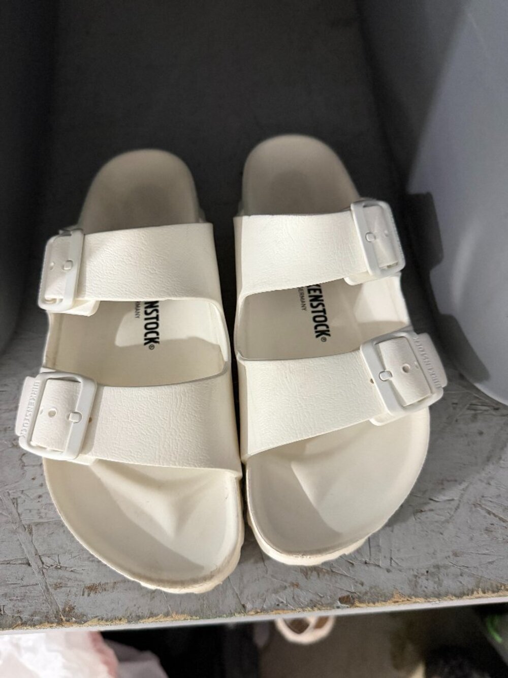 Birkenstock plastic Arizona Sandals. Size 38. White in excellent condition